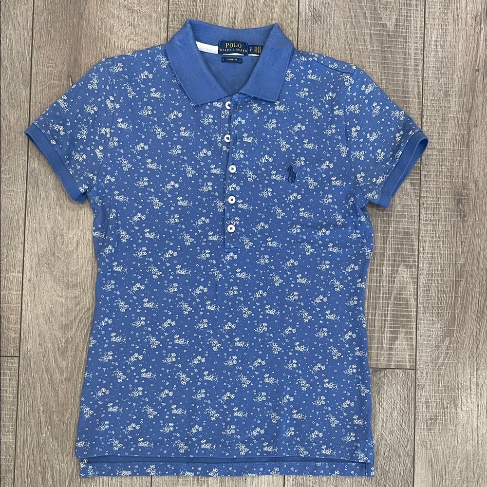 Ralph Lauren Polo Slim Fit Short Sleeve Tee Light Blue with Yellow Logo Size SP